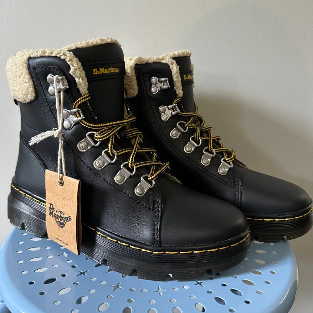 Dr. Martens AirWair WarmWair black leather boots size 6 NWT